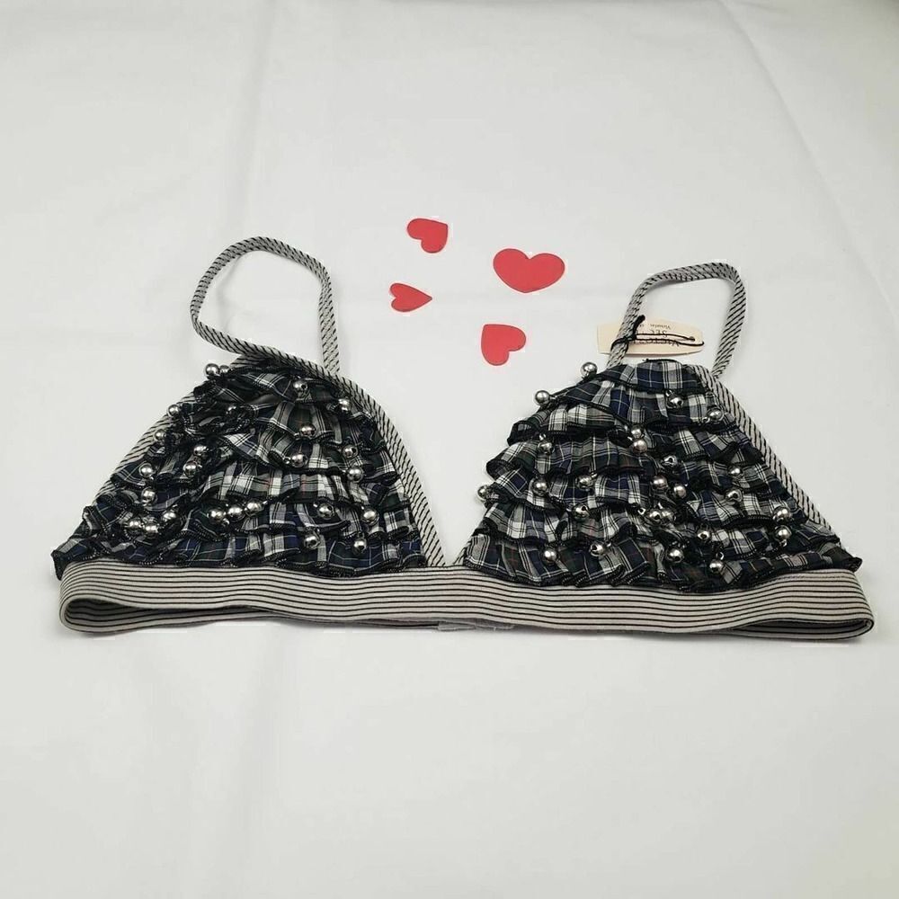 Victoria's Secret Sexy Gray Gingle Bells Triangle Bralette Bra Medium NWT